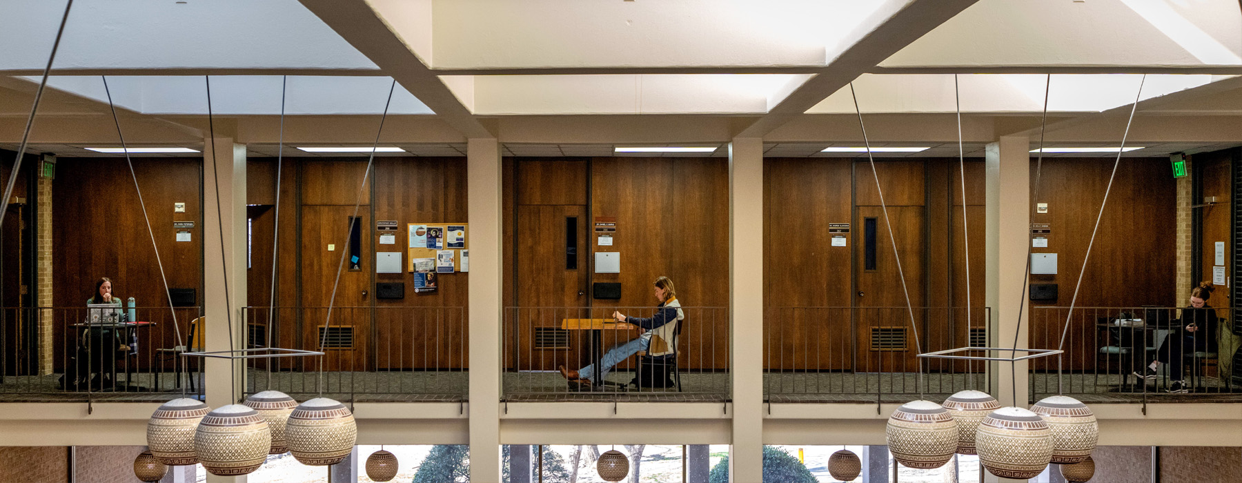 Students studying in Braniff Hallway